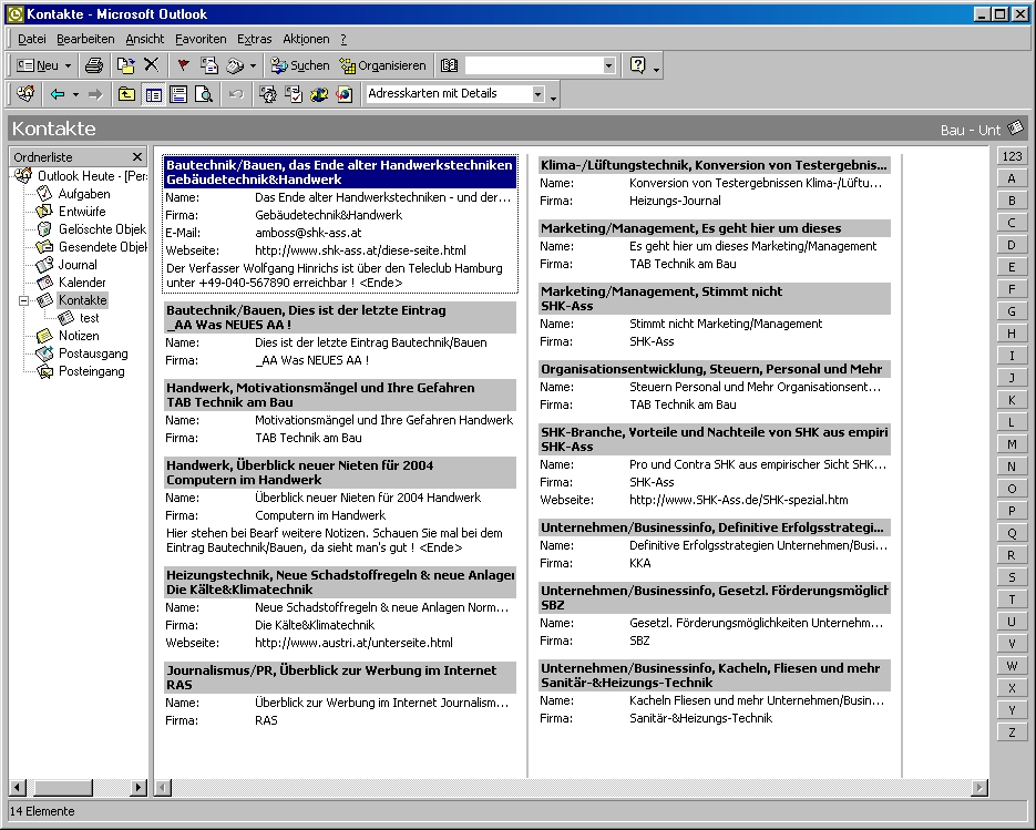 Bitte warten Sie bis das Outlook-Beispiel geladen ist