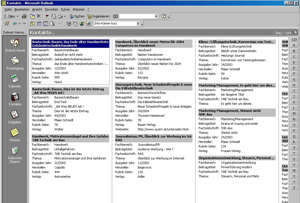 Bitte warten Sie bis das Outlook-Beispiel geladen ist