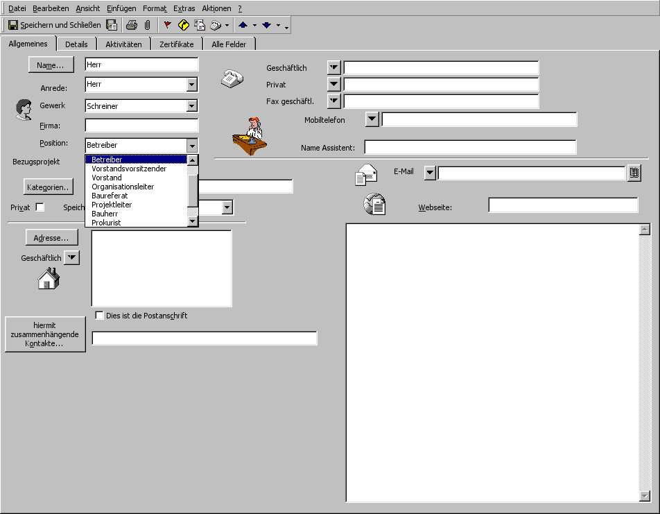 Bitte warten Sie bis das Outlook-Beispiel geladen ist