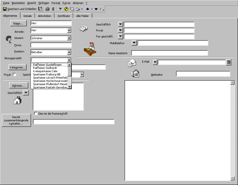 Bitte warten Sie bis das Outlook-Beispiel geladen ist