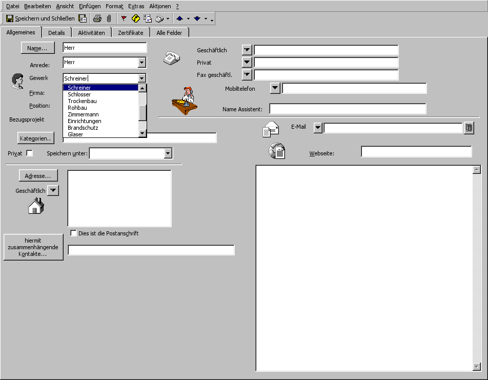 Bitte warten Sie bis das Outlook-Beispiel geladen ist